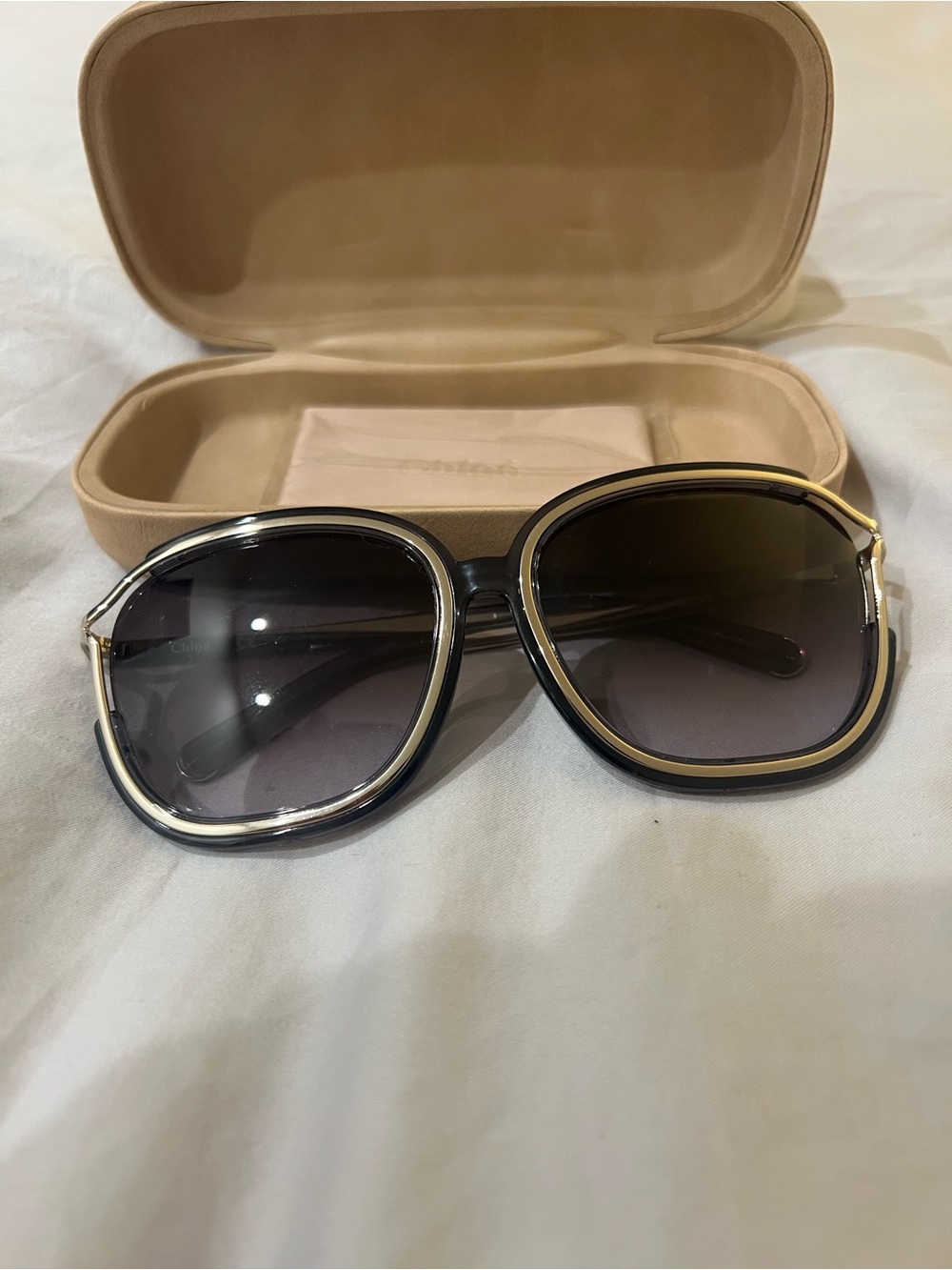 Chloe Black Sunglasses with Gold Trim